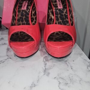 Betsy Johnson Red Neon Pumps